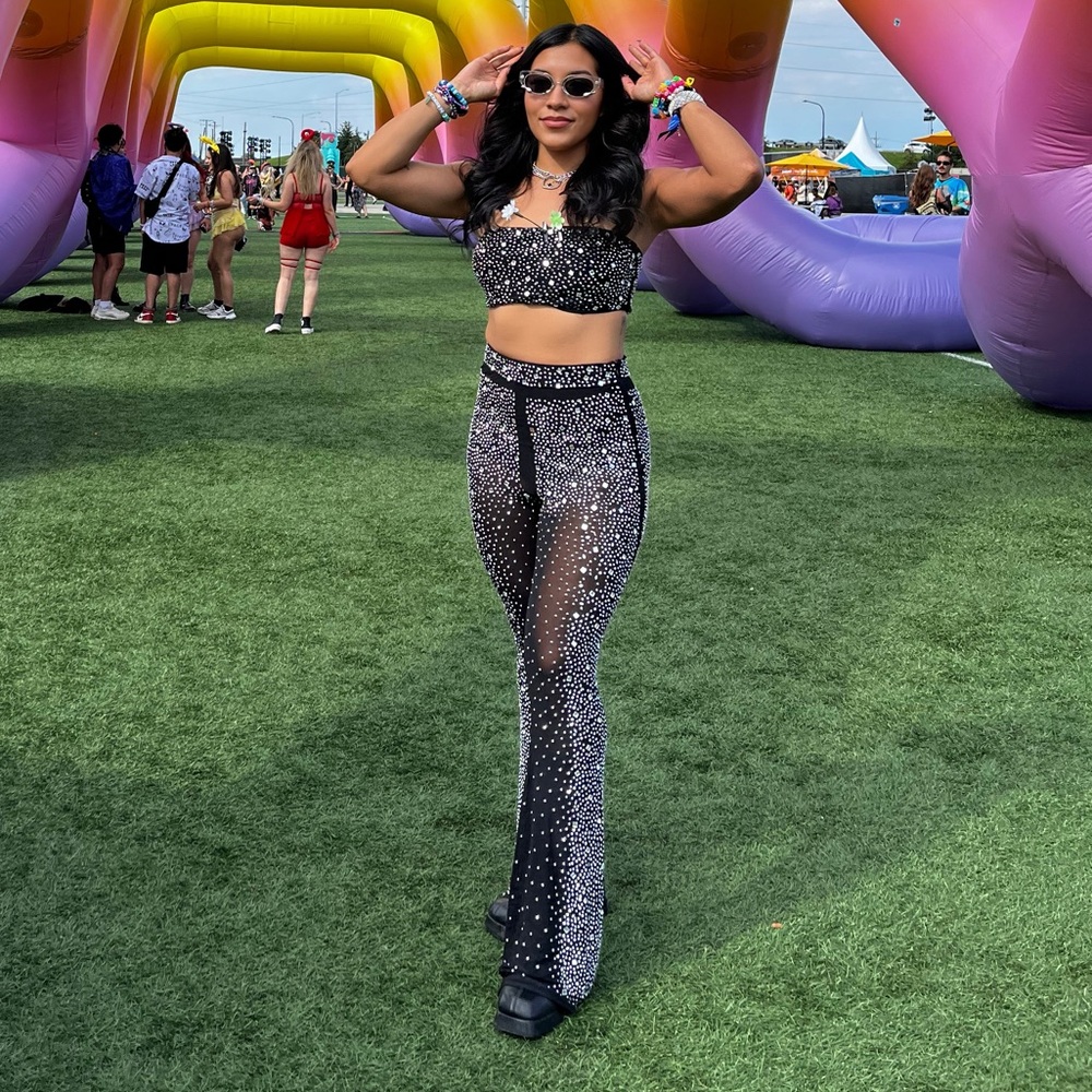 Black and Silver Sequin Two-Piece Set